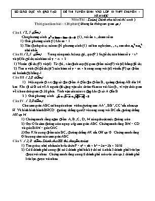Đề thi tuyển sinh vào Lớp 10 THPT chuyên môn Toán - Năm học 2014-2015 - Sở giáo dục và đào tạo Bắc Ninh (Có đáp án)