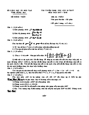 Đề thi tuyển sinh vào Lớp 10 THPT môn Toán - Năm học 2017-2018 - Sở giáo dục và đào tạo Đồng Nai (Có đáp án)