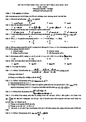 Đề thi tuyển sinh vào Lớp 10 THPT môn Toán - Năm học 2018-2019 (Có đáp án)