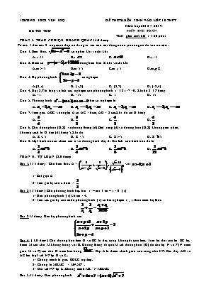 Đề thi tuyển sinh vào Lớp 10 THPT môn Toán - Năm học 2018-2019 - Trường THCS Yên Thọ (Có đáp án)