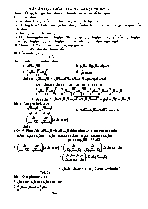 Giáo án dạy thêm Toán 9 - Năm học 2018-2019