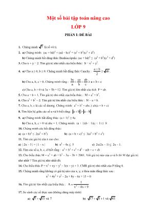 Một số bài tập toán nâng cao Lớp 9 - Phần I: Đề bài