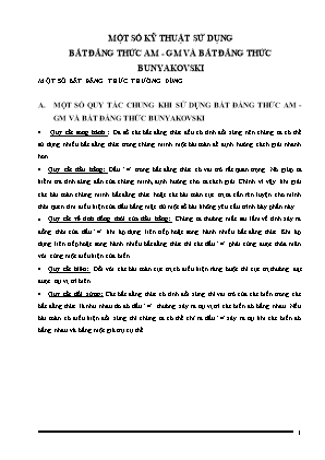 Một số kỹ thuật sử dụng bất đẳng thức AM - GM và bất đẳng thức Bunyakovski