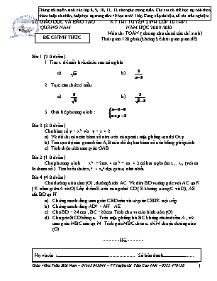 Tổng hợp các đề thi tuyển sinh vào Lớp 10 THPT môn Toán các tỉnh - Năm học 2009-2010