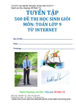 Tuyển tập 500 đề thi học sinh giỏi môn Toán Lớp 9 từ Internet - Hồ Khắc Vũ