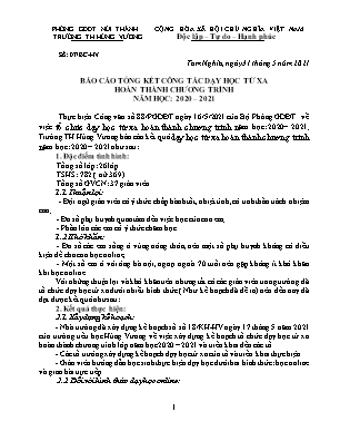 Báo cáo tổng kết công tác dạy học từ xa hoàn thành chương trình năm học 2020 – 2021