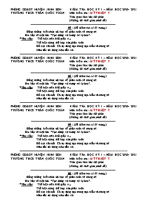 Kiểm tra học kỳ I - Môn Mĩ thuật 6, 7, 8, 9