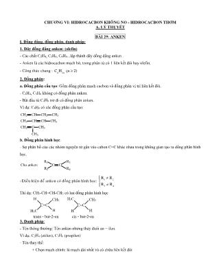 Đề cương ôn tập Hóa 11 - Chương VI: Hidrocacbon không no - Hidrocacbon thơm