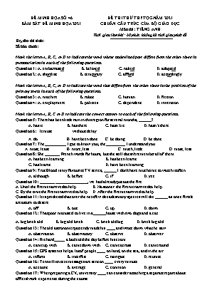 Đề thi thử THPT QG chuẩn cấu trúc của bộ giáo dục - Môn thi: Tiếng Anh - Đề 46