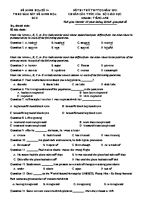 Đề thi thử THPT QG chuẩn cấu trúc của bộ giáo dục - Môn thi: Tiếng Anh - Đề 14