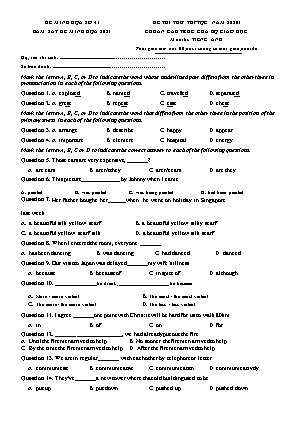 Đề thi thử THPT QG chuẩn cấu trúc của bộ giáo dục - Môn thi: Tiếng Anh - Đề 41