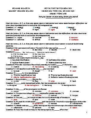 Đề thi thử THPT QG chuẩn cấu trúc của bộ giáo dục - Môn thi: Tiếng Anh - Đề 39