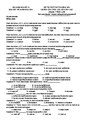 Đề thi thử THPT QG chuẩn cấu trúc của bộ giáo dục - Môn thi: Tiếng Anh - Đề 32