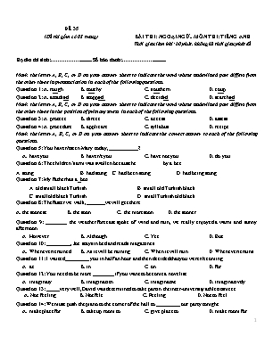 Đề thi thử THPT QG chuẩn cấu trúc của bộ giáo dục - Môn thi: Tiếng Anh - Đề 35