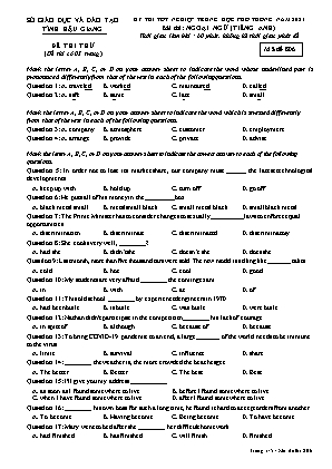 Đề thi thử tốt nghiệp trung học phổ thông - Bài thi: Ngoại ngữ (Tiếng Anh) - Mã đề 806