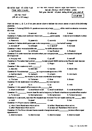 Đề thi thử tốt nghiệp trung học phổ thông - Bài thi: Ngoại ngữ (Tiếng Anh) - Mã đề 808