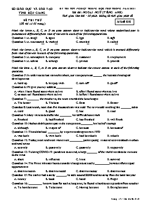 Đề thi thử tốt nghiệp trung học phổ thông - Bài thi: Ngoại ngữ (Tiếng Anh) - Mã đề 818