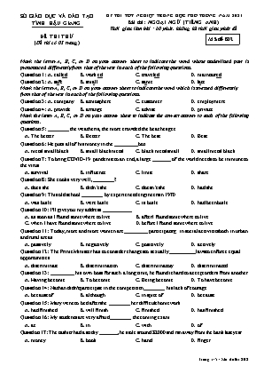 Đề thi thử tốt nghiệp trung học phổ thông - Bài thi: Ngoại ngữ (Tiếng Anh) - Mã đề 802