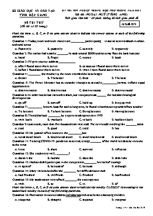Đề thi thử tốt nghiệp trung học phổ thông - Bài thi: Ngoại ngữ (Tiếng Anh) - Mã đề 819