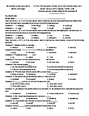 Đề thi tốt nghiệp trung học phổ thông - Môn thi: Tiếng Anh - Đề 2