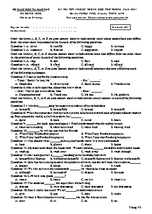 Đề thi tốt nghiệp trung học phổ thông - Môn thi: Tiếng Anh - Mã đề 401