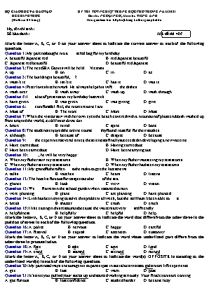 Đề thi tốt nghiệp trung học phổ thông - Môn thi: Tiếng Anh - Mã đề 405