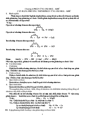 Hóa học 10 - Chương 4: Phản ứng oxi hoá - Khử - Cân bằng phương trình phản ứng oxi hoá - khử