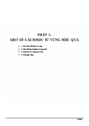 Tiếng Anh 12 - Phần 1: Một số cách học từ vựng hiệu quả