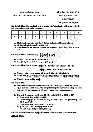 Đề kiểm tra học kì II - Môn: Toán lớp 7 - Trường THCS Nguyễn Công Trứ