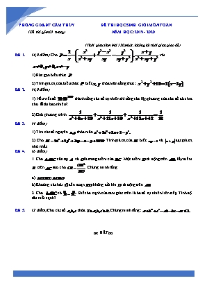 Đề thi học sinh giỏi - Môn Toán khối lớp 8