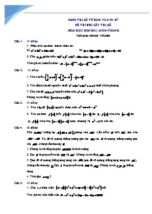 Đề thi HSG cấp thị xã - Môn: Toán 8