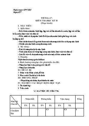 Giáo án Tin học 8 - Tiết 66, 67: Kiểm tra học kỳ II (thực hành)
