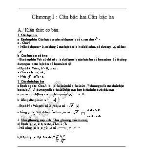 Giáo án Toán 8 - Chương I: Căn bậc hai. căn bậc ba