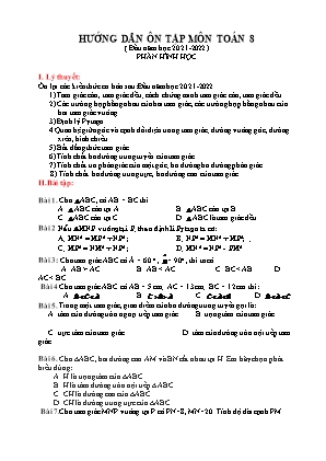 Hướng dẫn ôn tập môn Toán 8