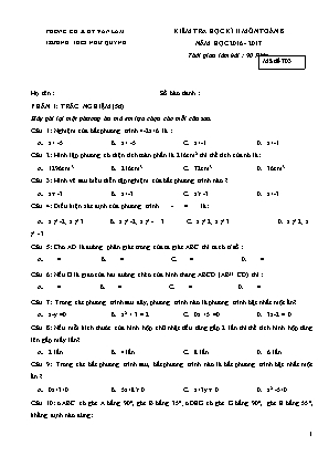 Kiểm tra học kì II - Môn Toán 8 - Mã đề 703