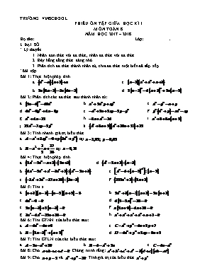 Phiếu ôn tập giữa học kì I - Môn Toán 8