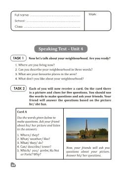 Tiếng Anh 6 - Speaking Test – Unit 4