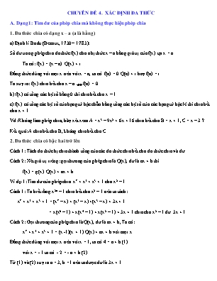 Toán 8 - Chuyên đề 4: Xác định đa thức