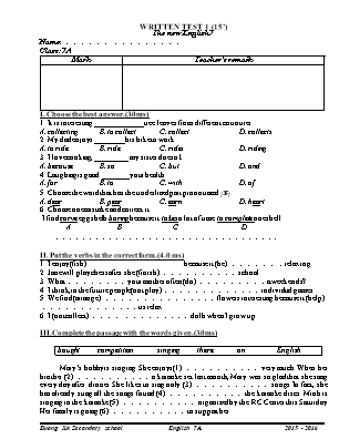 Written test 1 (15’) the new English 7