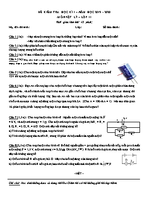 Đề kiểm tra học kì I - Môn: Vật lí khối 11 - Nguyễn Văn Linh