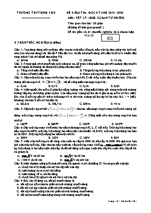 Đề kiểm tra học kì I - Môn: Vật lí khối 12 - Trường THPT Bình Phú