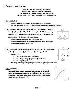 Đề kiểm tra kì I môn Vật lý khối 11 (Chương trình chuẩn)