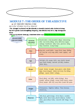 TIếng Anh 12 - Module 07: The order of the adjective