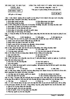 Đề kiểm tra Cuối học kì 1 môn Giáo dục công dân Lớp 12 - Mã đề: 803 - Năm học 2021-2022 - Sở Giáo dục và đào tạo Quảng Nam (Có đáp án)