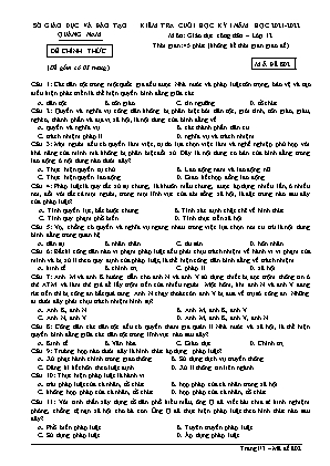 Đề kiểm tra Cuối học kì 1 môn Giáo dục công dân Lớp 12 - Mã đề: 802 - Năm học 2021-2022 - Sở Giáo dục và đào tạo Quảng Nam (Có đáp án)