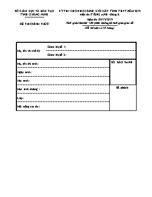 Đề thi chọn Học sinh giỏi cấp tỉnh môn Tiếng Anh - Bảng B - Năm học 2019-2020 - Sở Giáo dục và đào tạo tỉnh Quảng Ninh (Có đáp án)