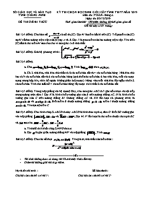 Đề thi chọn Học sinh giỏi cấp tỉnh môn Toán - Bảng A - Năm học 2019-2020 - Sở Giáo dục và đào tạo tỉnh Quảng Ninh (Có đáp án)