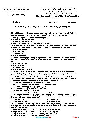 Đề thi chọn Học sinh giỏi môn Giáo dục công dân Lớp 12 - Năm học 2020-2021 - Trường THPT Quế Võ số 1 (Có đáp án)