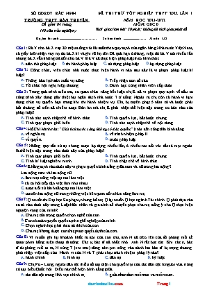 Đề thi thử tốt nghiệp THPT môn Giáo dục công dân - Lần 1 - Mã đề: 132 - Năm học 2021-2022 - Trường THPT Hàn Thuyên (Có đáp án)