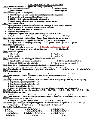 Trắc nghiệm môn Hóa học Lớp 12 - Chương 1 (Có đáp án)